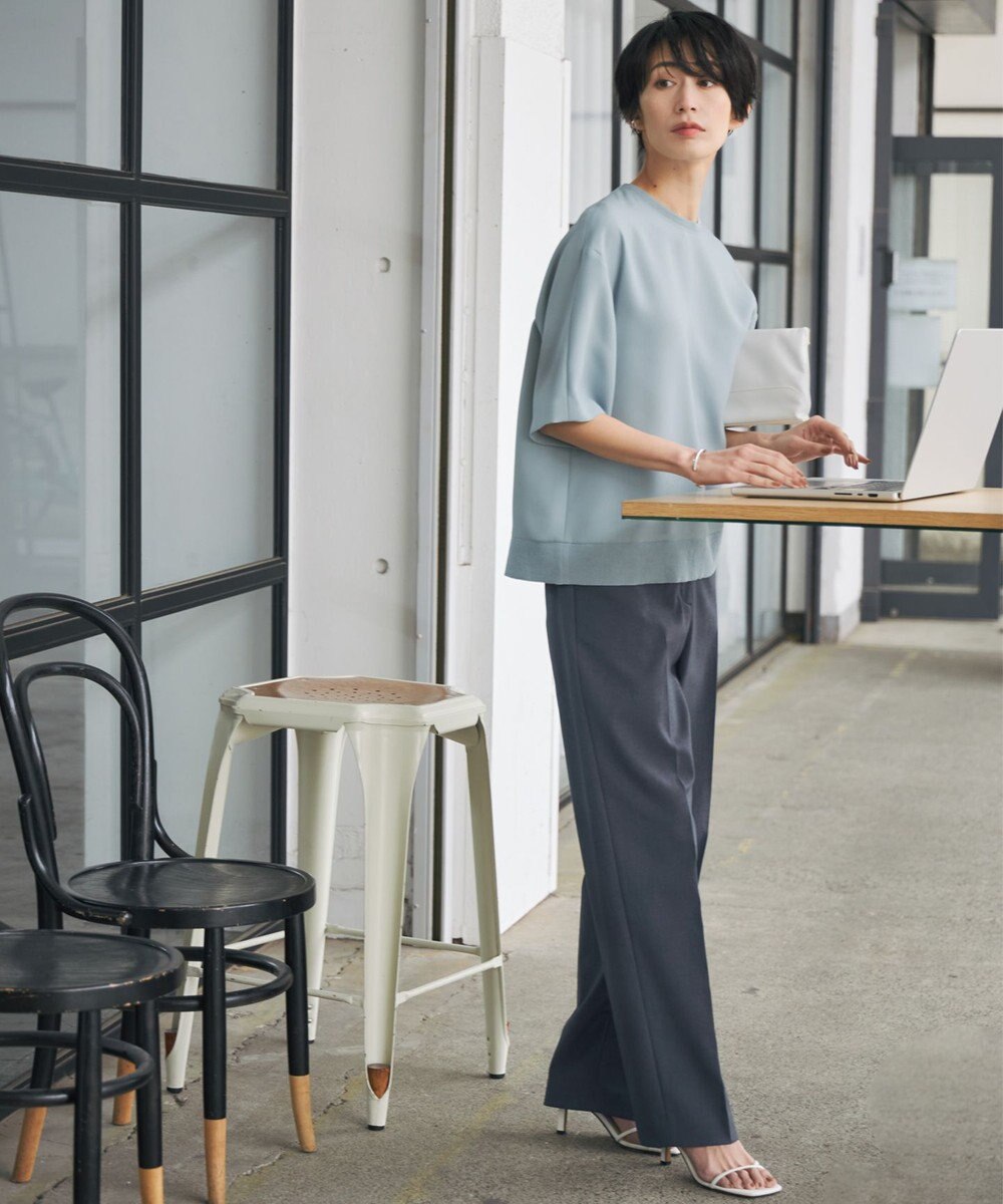 ICB 【新色追加・洗える】 FluidBackSatin Tブラウス 