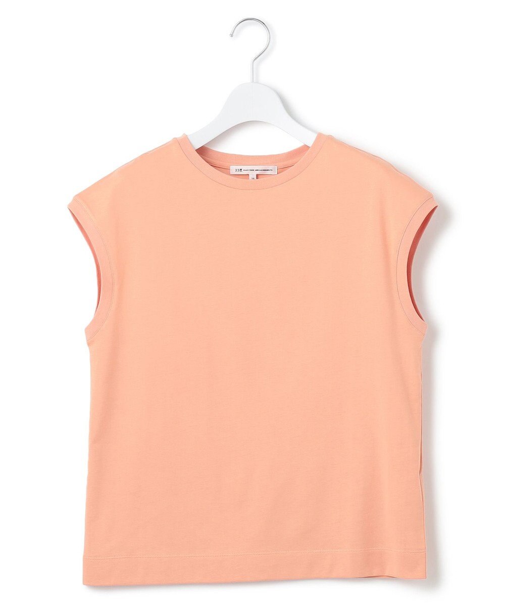 23区 L 【洗える】コンパクトヤーン フレンチスリーブ Tシャツ 