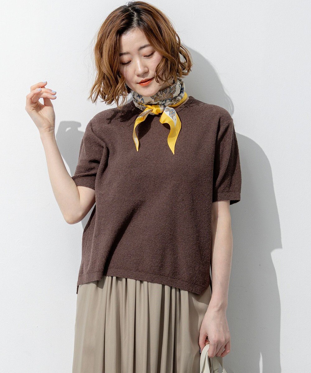 23区 コットンナイロンミニブークレ ニットT 