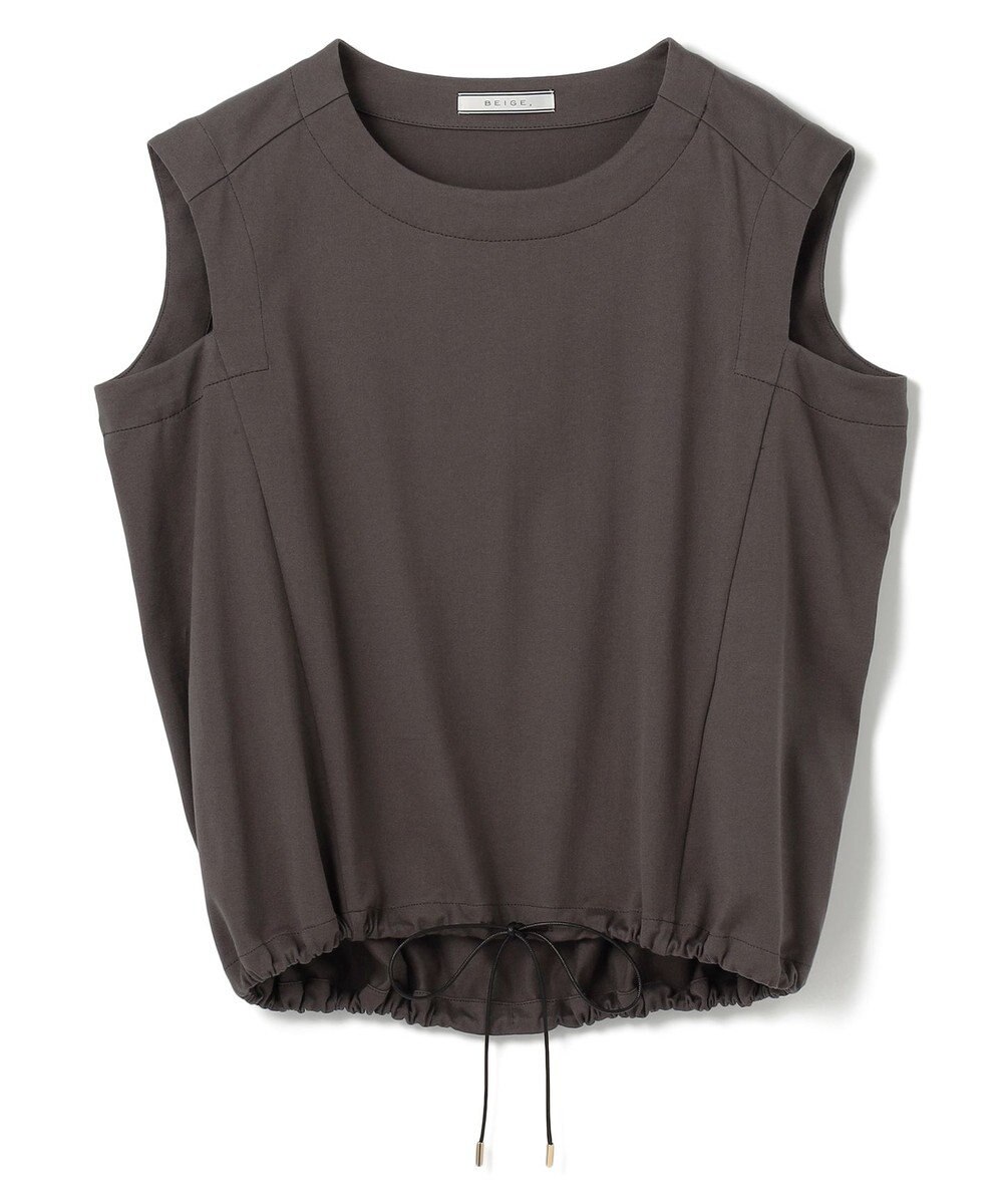 BEIGE， 【洗える】IXIA / コットンノースリーブドロストトップス 