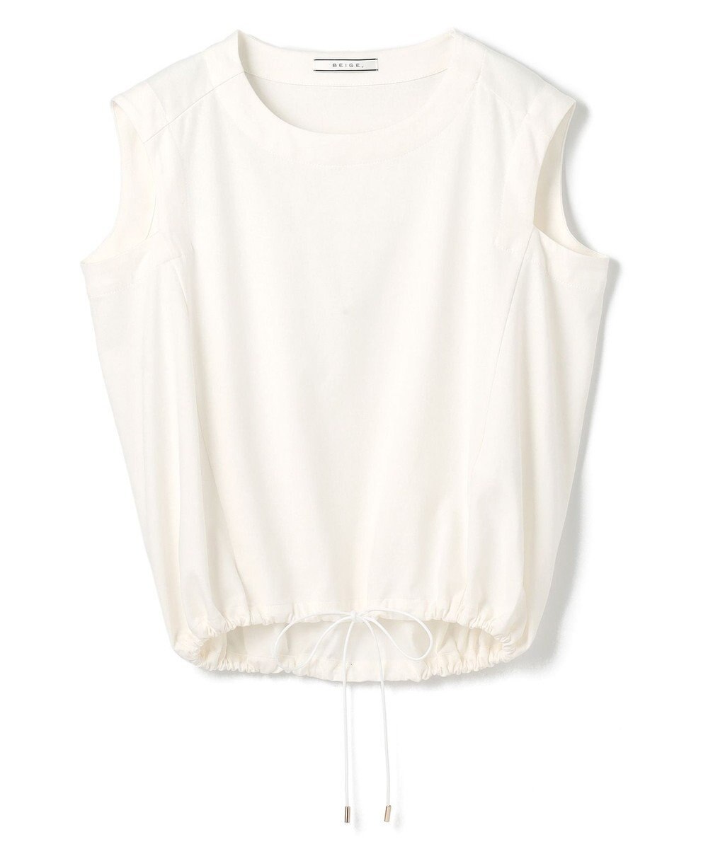 BEIGE， 【洗える】IXIA / コットンノースリーブドロストトップス 