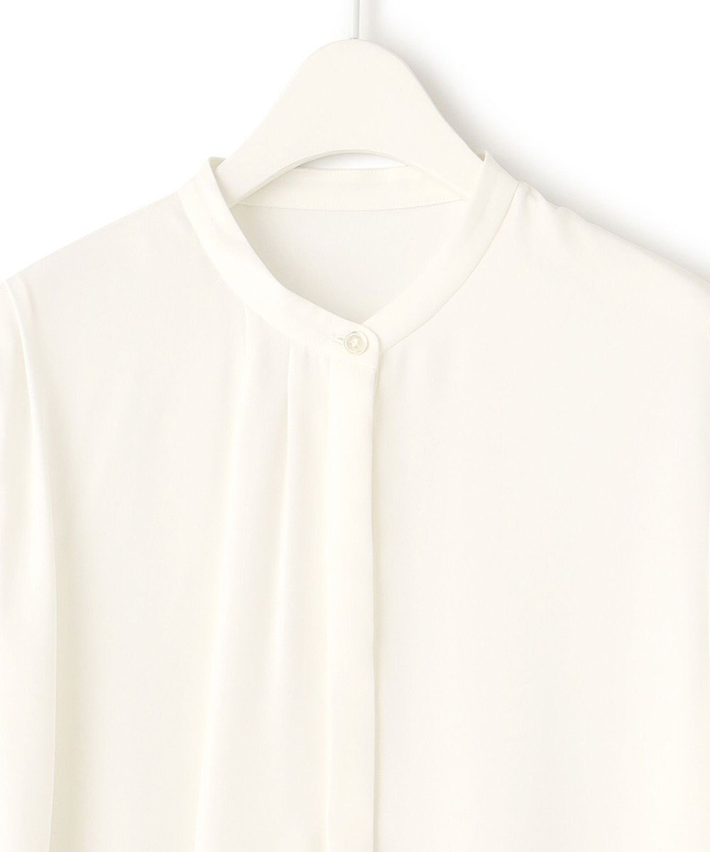 ICB 【洗える】BackSatinAmunzen 5分袖ラッフルデザインブラウス 