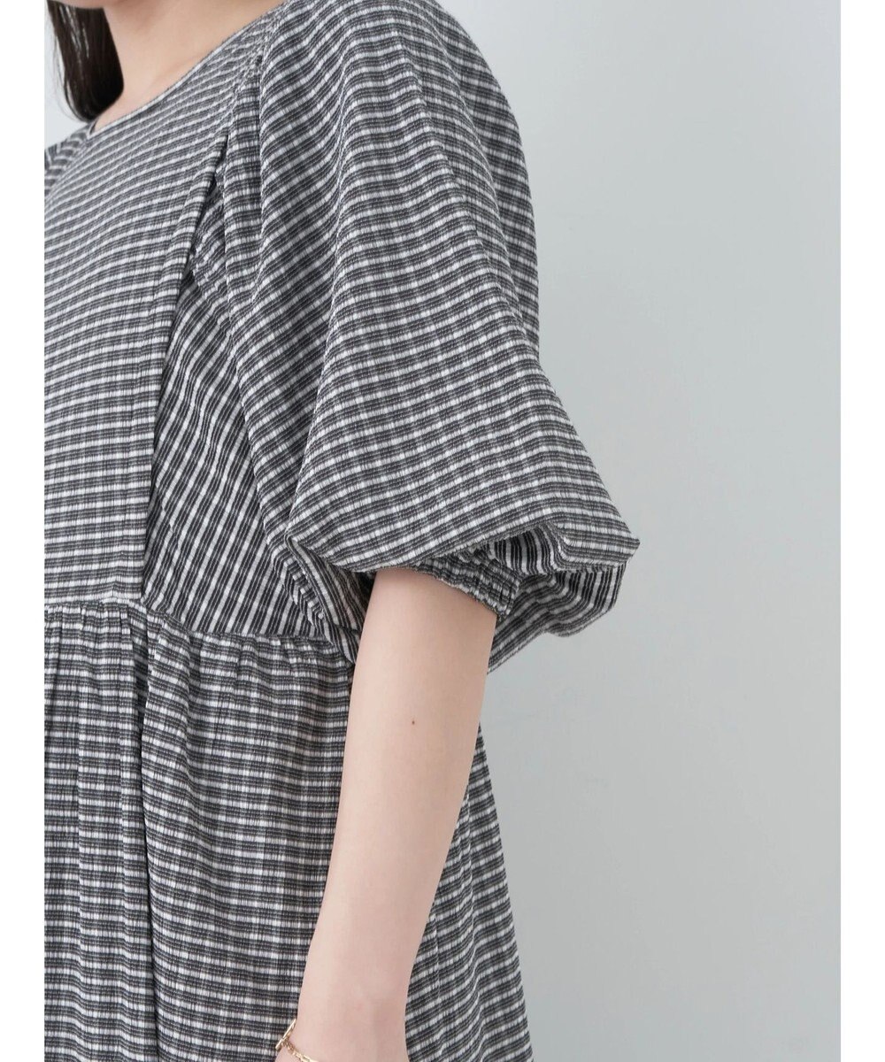 earth music&ecology ボリュームスリーブＣｈｅｃｋワンピース 