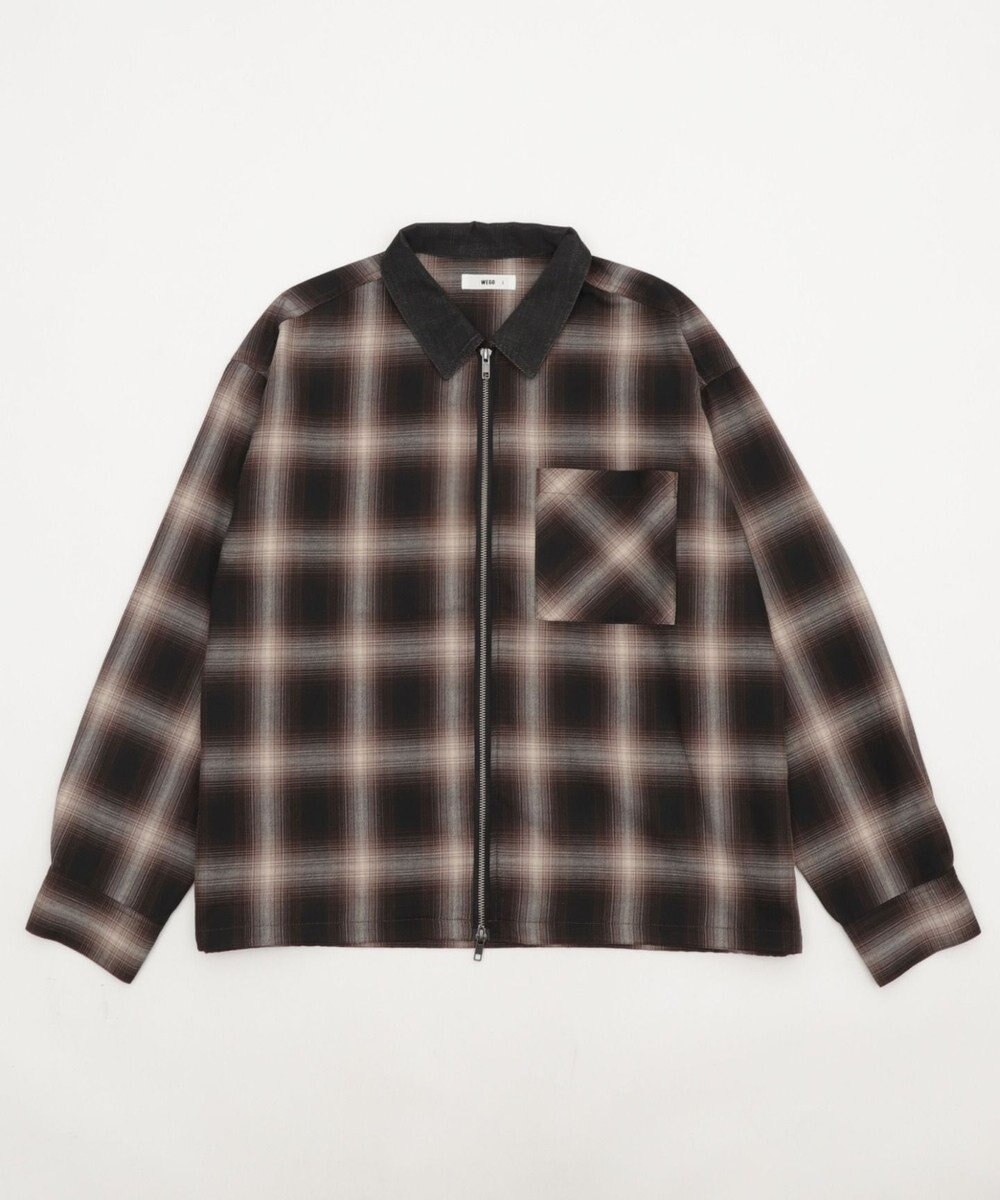 WEGO 【ユニセックス着用ITEM/MLサイズ展開】オンブレチェックシャツジャケット 