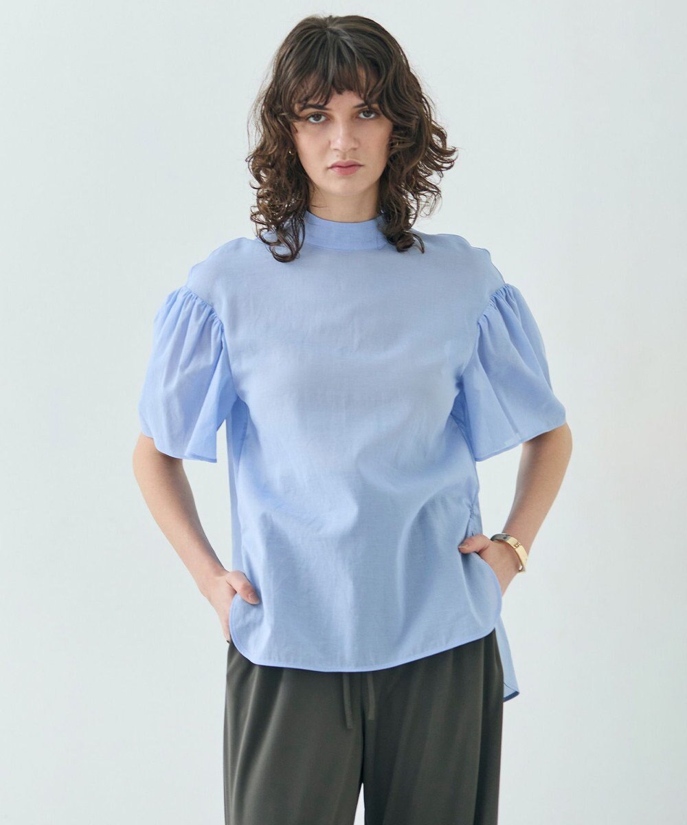 BEIGE， 【洗える】PLUMERIA / コットンシアーパフスリーブブラウス 