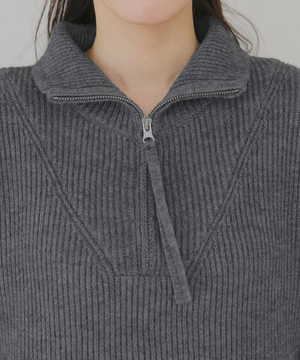 Tiaclasse 【洗える】ハーフジップリブニットワンピース 