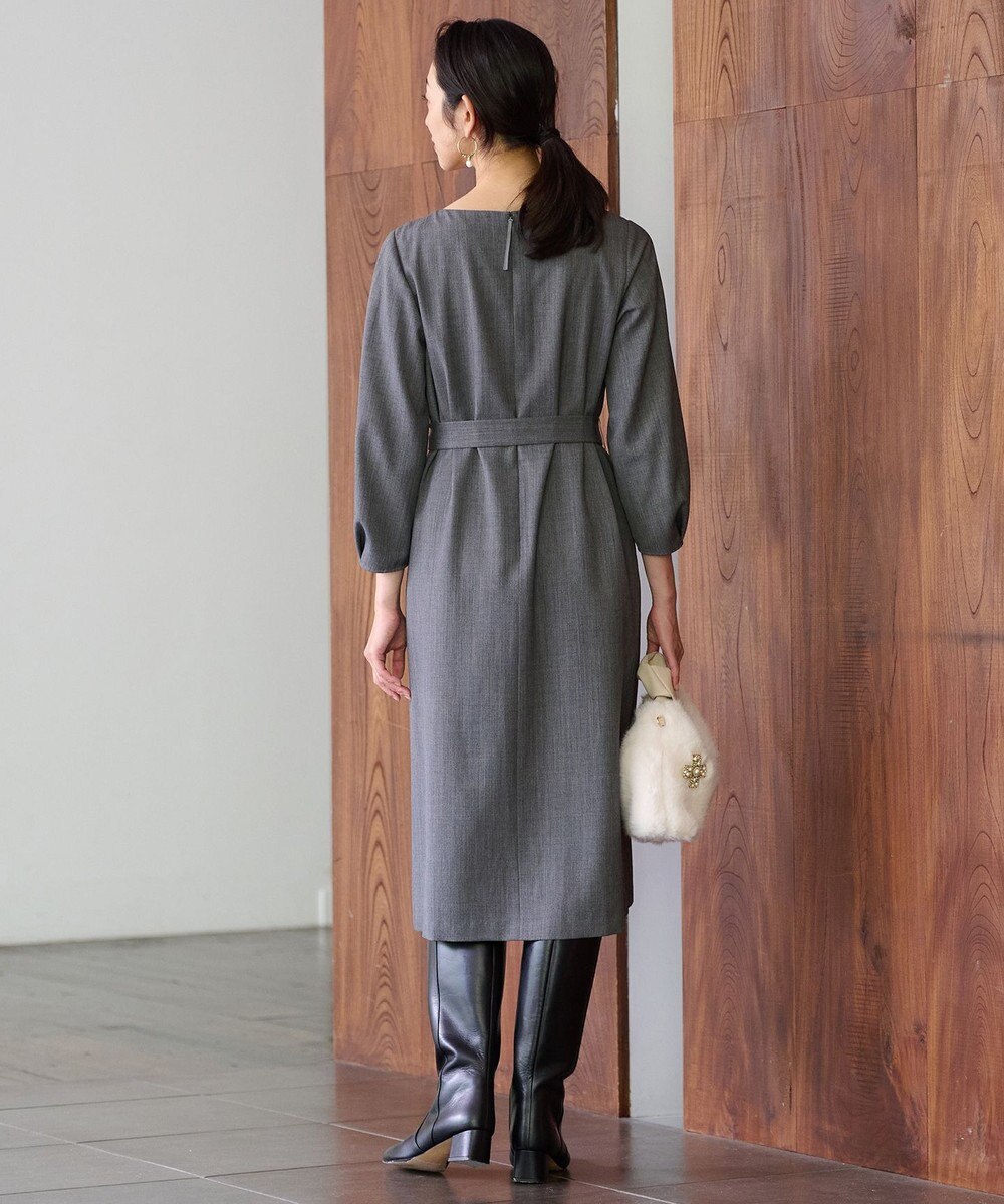 自由区 S 【洗える】ウールミックスストレッチツイル ワンピース 