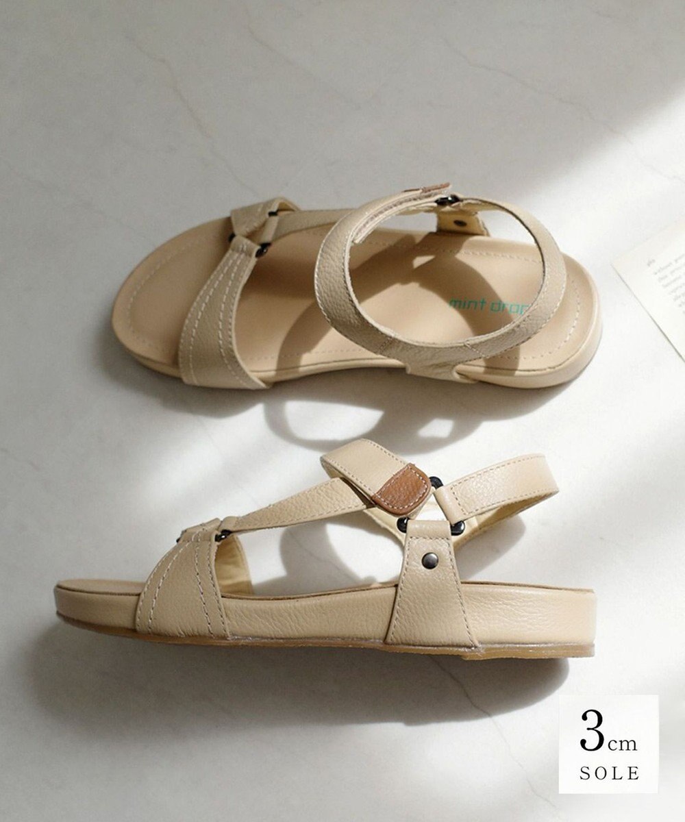 Pointer 天然皮革 本革ストラップサンダル 