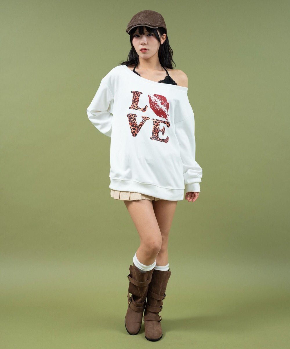 WEGO レオパードロゴオフショルSWT 