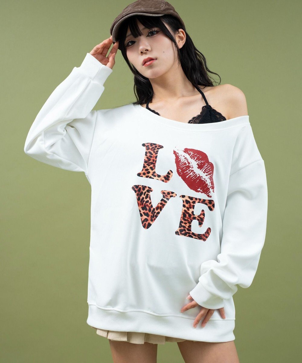 WEGO レオパードロゴオフショルSWT 