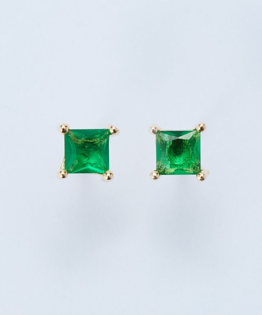 Phoebe シャインフレームスクエアピアス　グリーン 