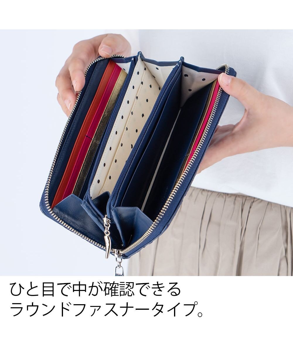 tsumori chisato CARRY スカラップししゅう ラウンドファスナー長財布 猫モチーフ 