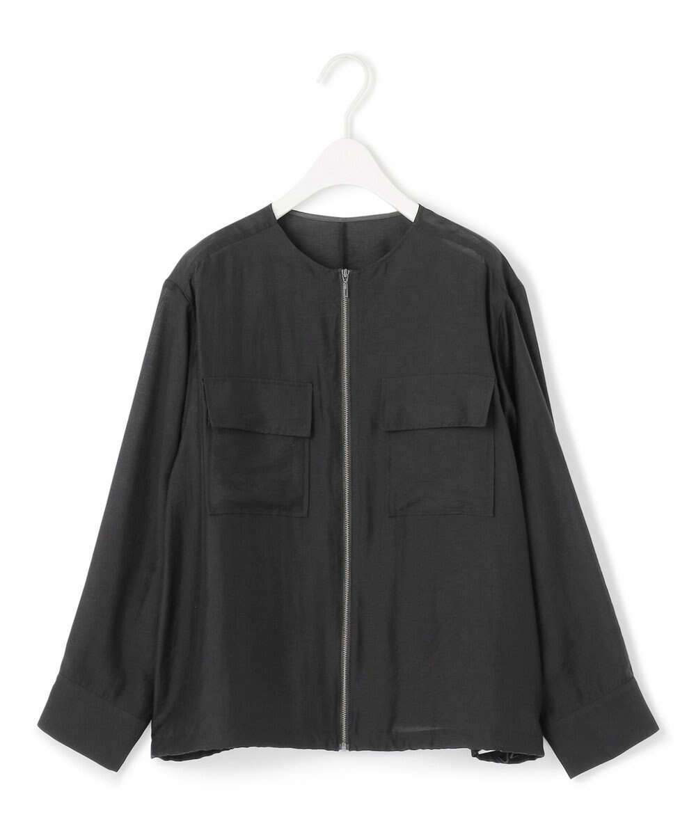 ICB 【洗える】リヨセルナイロンワッシャー ノーカラーブルゾン 