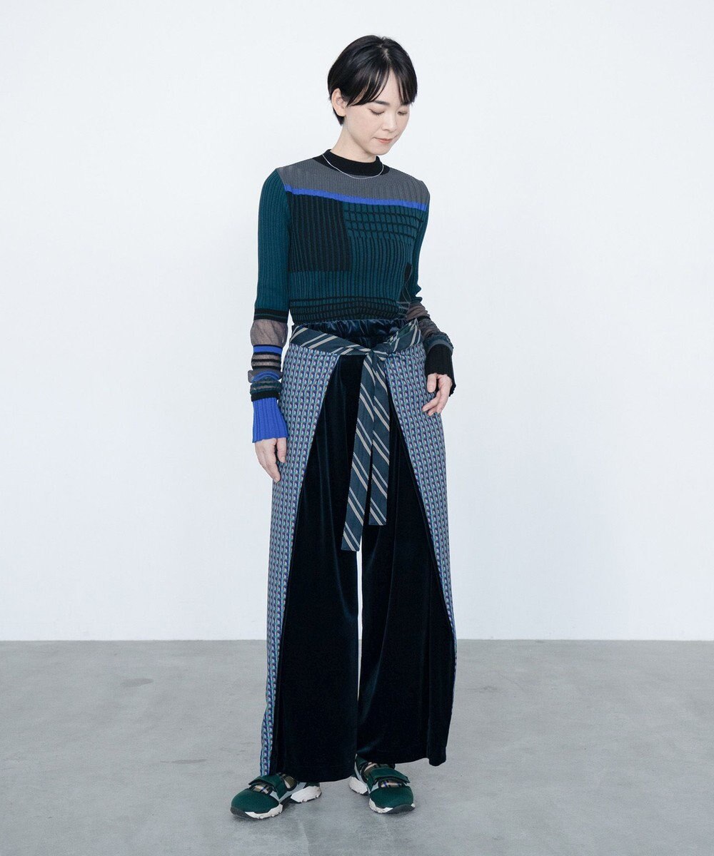 COQ CONCORD カラーブロックリブニット 