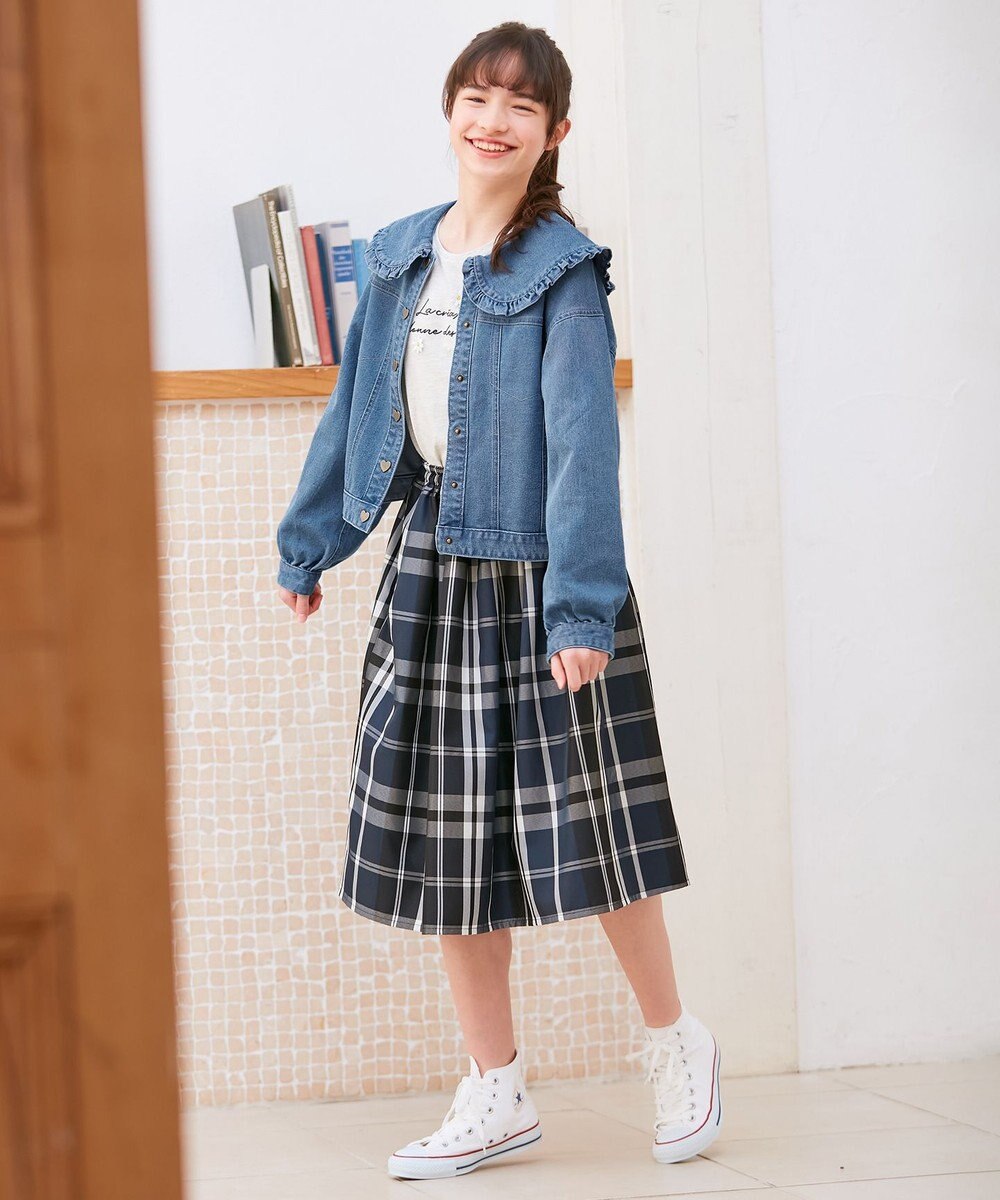 ANY KIDS フリル 襟付き デニム ジャケット 