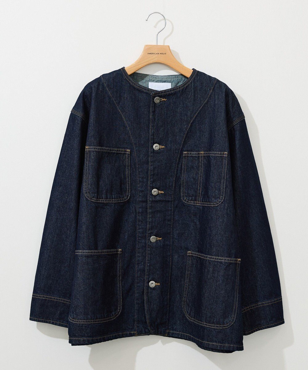 AMERICAN HOLIC ノーカラーデニムカバーオール 