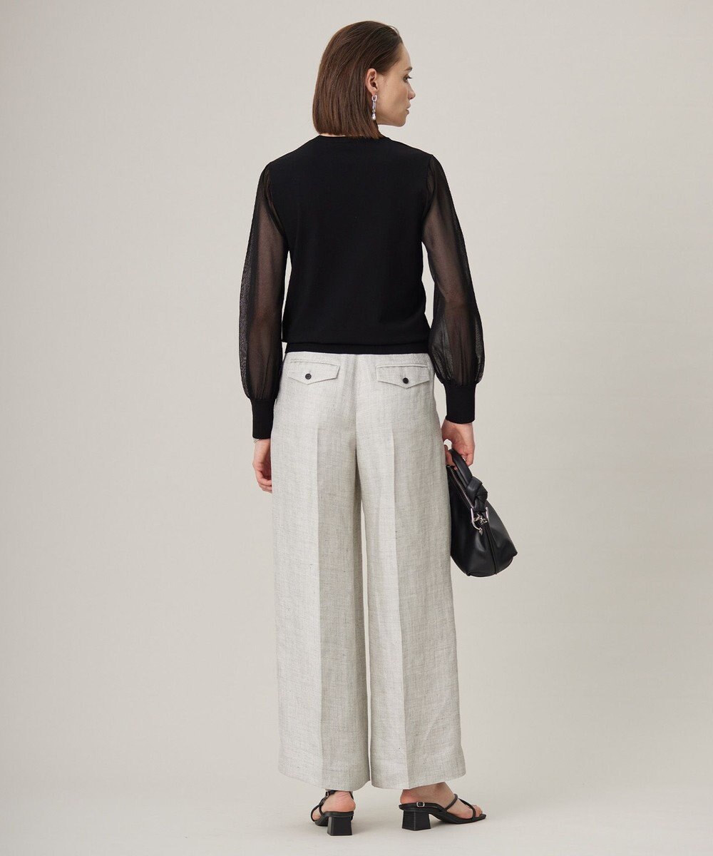 ICB L 【洗える】クロスコンビ シアースリーブニット 