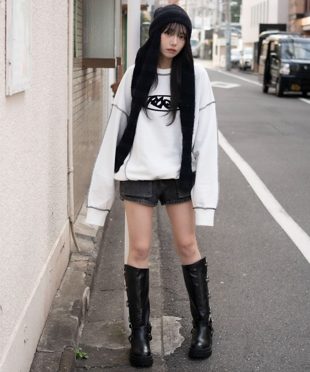 WEGO 【ユニセックス着用ITEM】ショートカラーステッチサガラロゴプルオーバー 