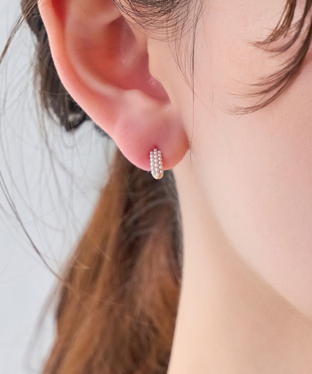 Phoebe 【金属アレルギー対応】【痛くないシリーズ】グレインパールフープライトフィットイヤリング　シャンパンゴールド 