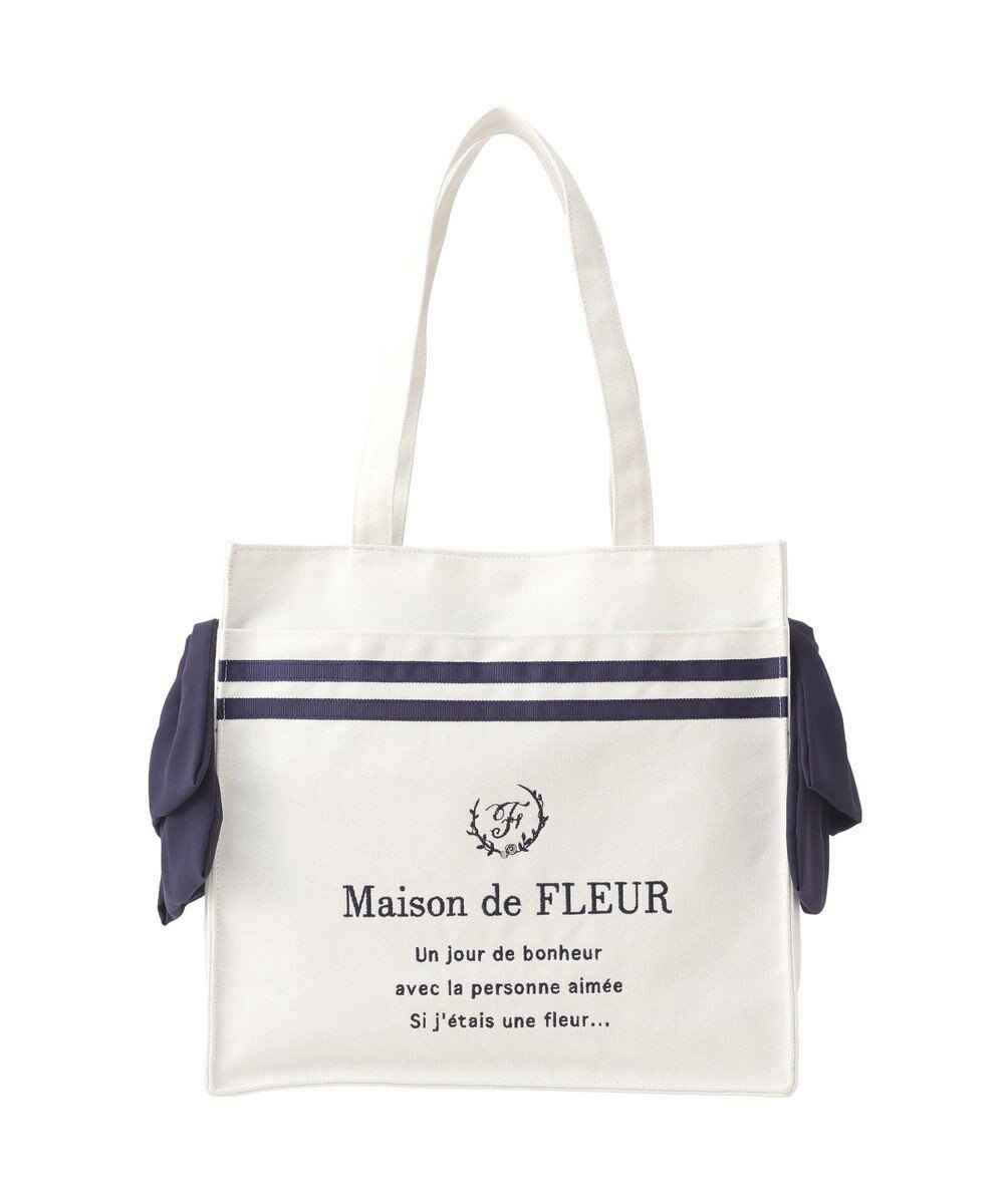 Maison de FLEUR マリンラインリボンスクエアトートバッグ 