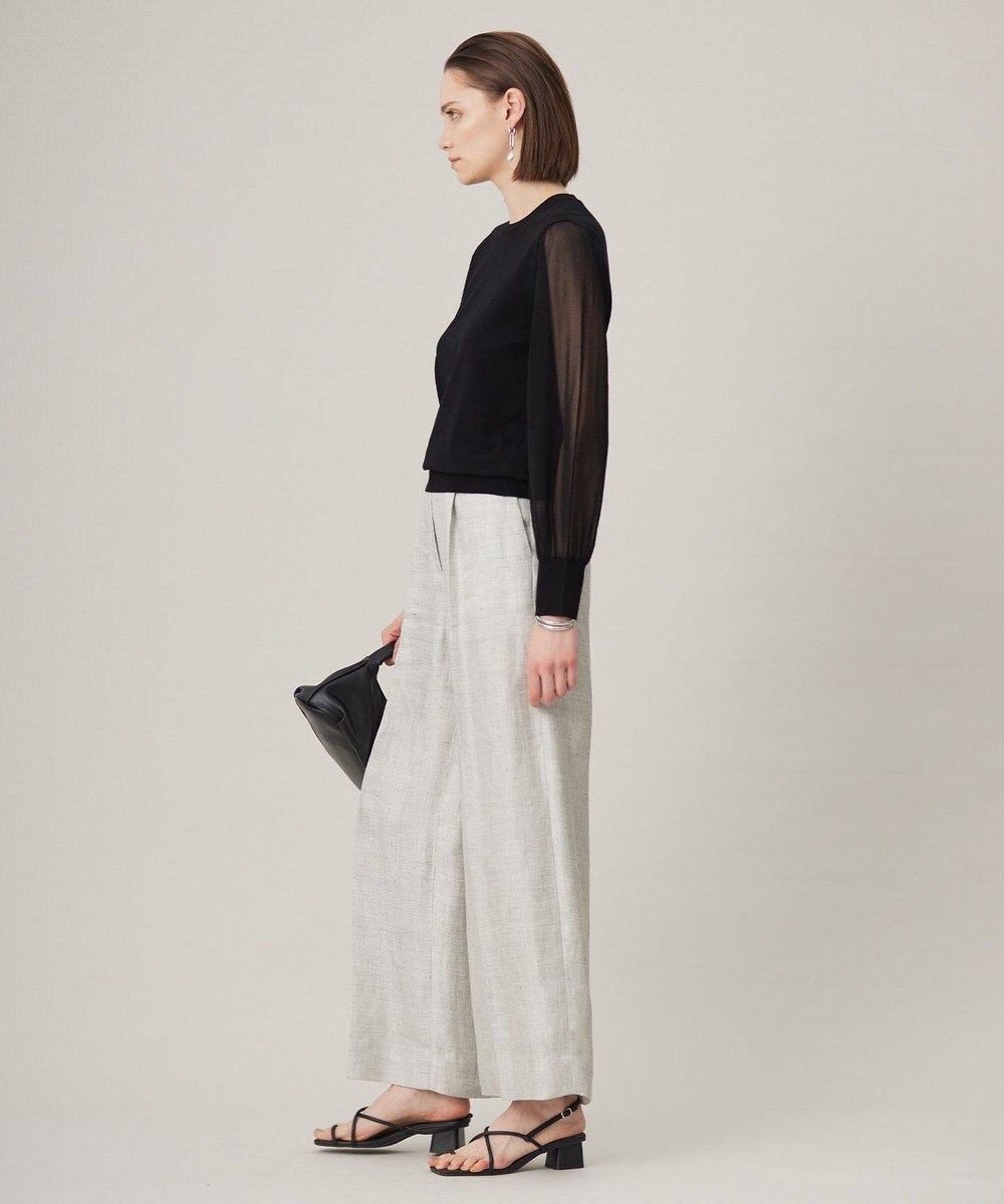 ICB L 【洗える】クロスコンビ シアースリーブニット 