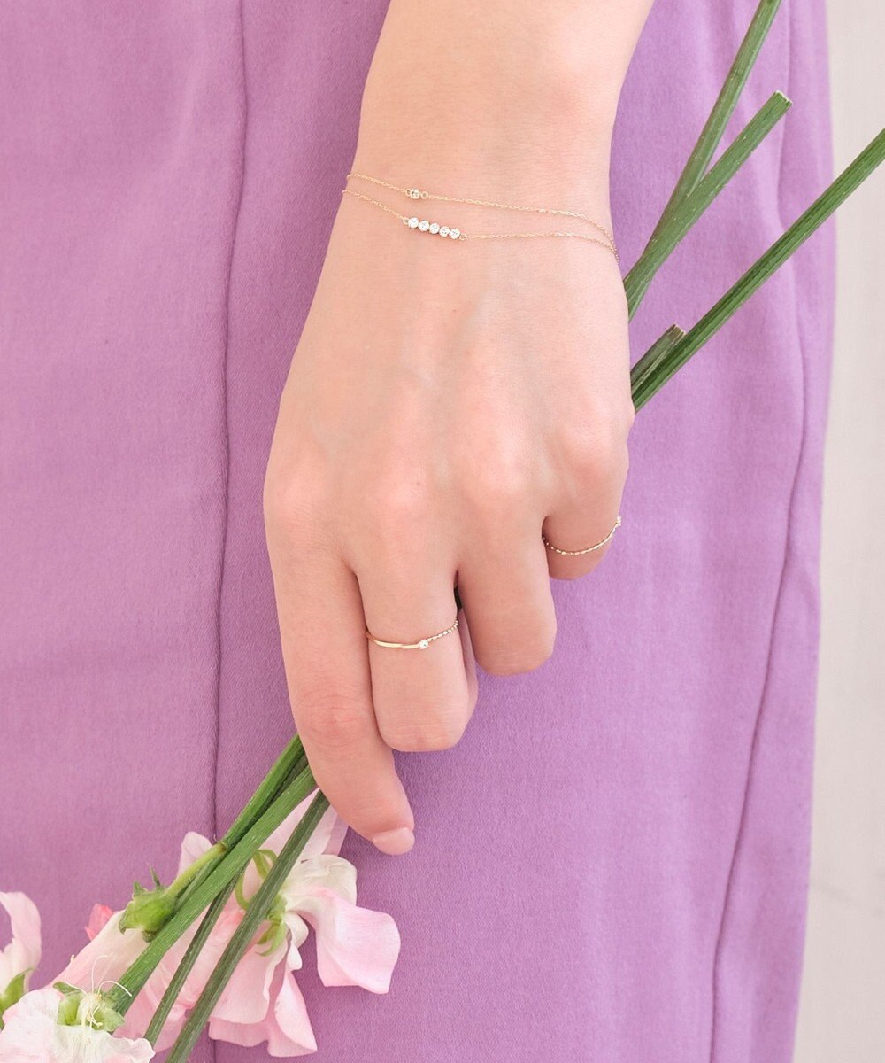 Phoebe 【K10】プレートビジューチェーンリング　ゴールド　3号/11号/13号 