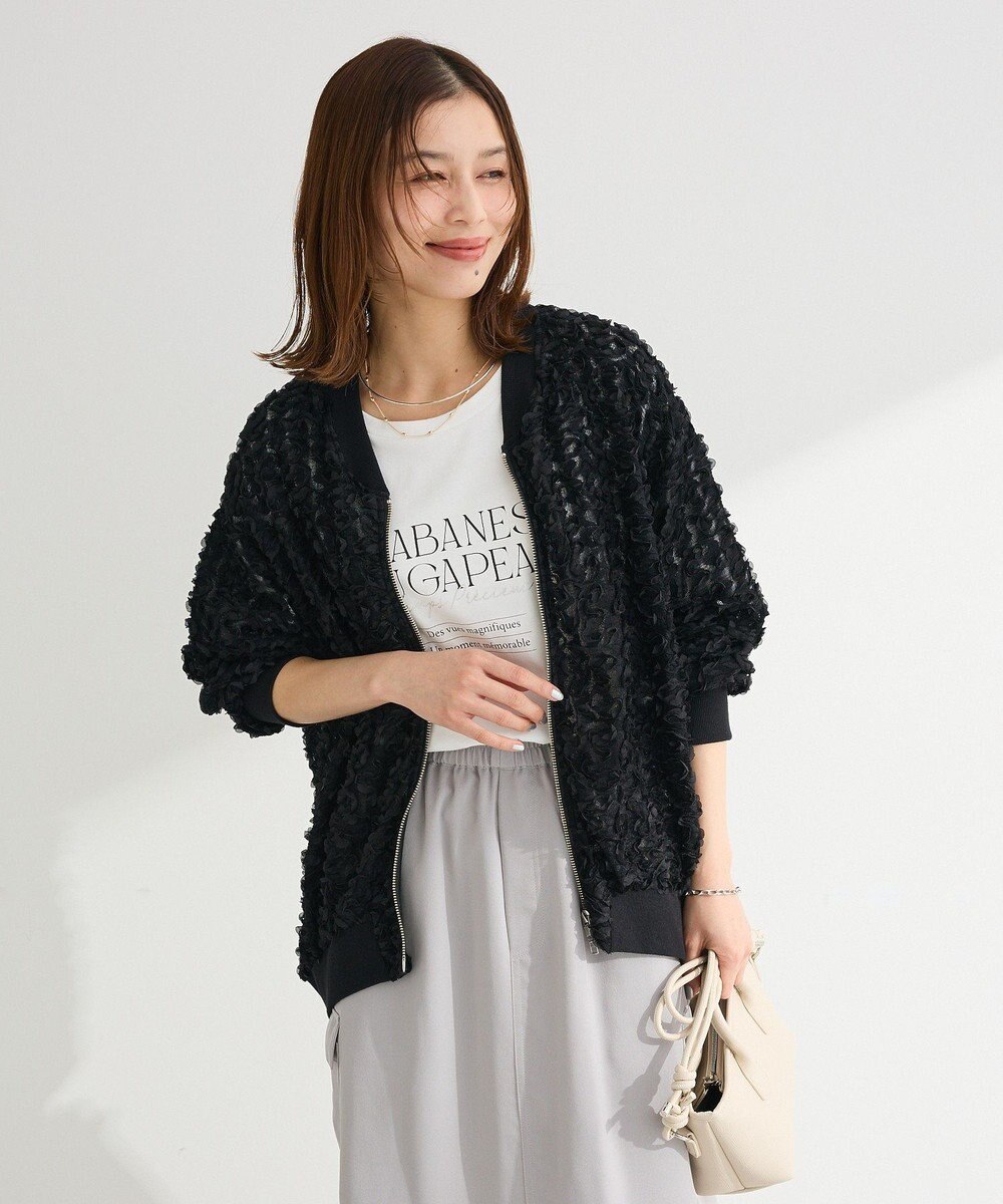 Green Parks フラワー柄チュールブルゾン 