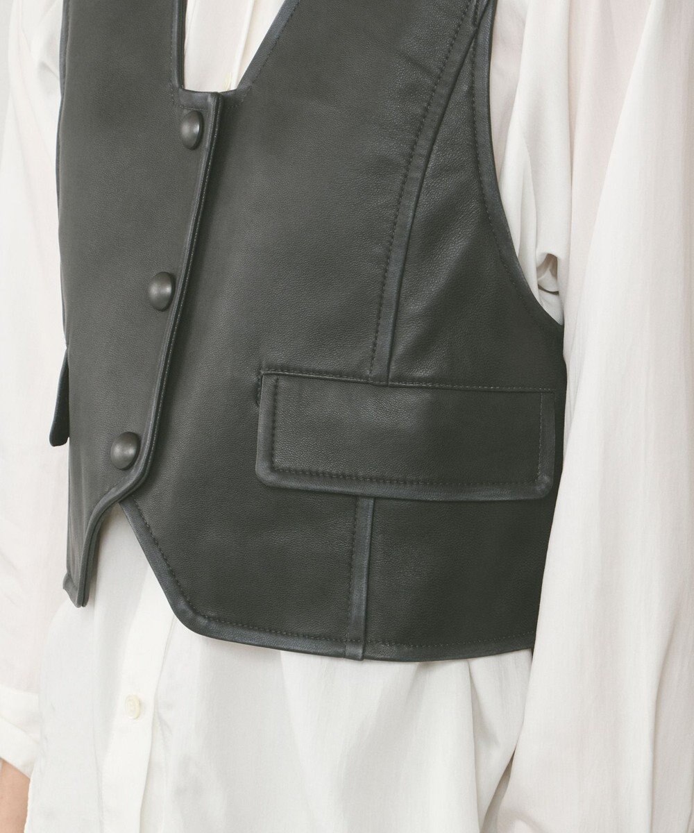 GRACE CONTINENTAL レザーショートジレジャケット 