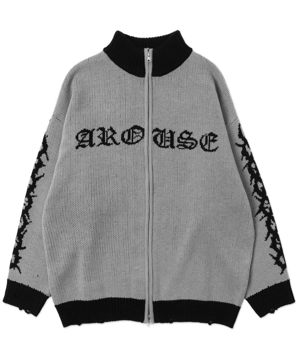 WEGO クロスダメージニットBIGブルゾン 