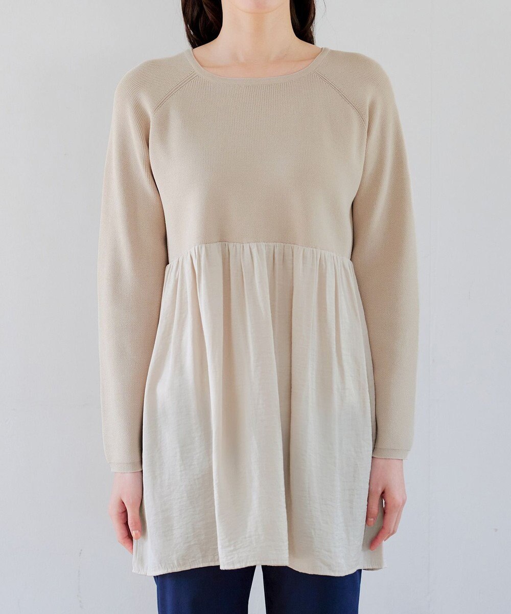 Tiaclasse L ヴィンテージサテンドッキングニットチュニック 