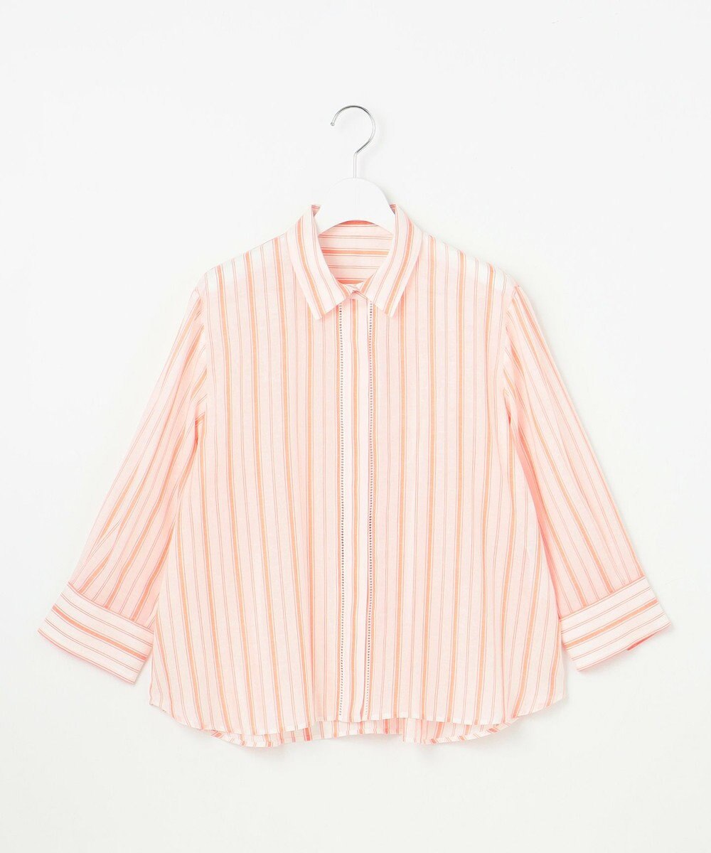 自由区 S 【ドラマ「明日はもっと いい日になる」着用】【接触冷感・吸水速乾・洗える】ナチュラルリネンクロップド丈 シャツ 