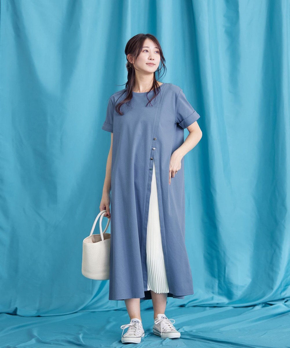 Tiaclasse 【UVケア・接触冷感】”あまラク” アシメプリーツカットソーワンピース 