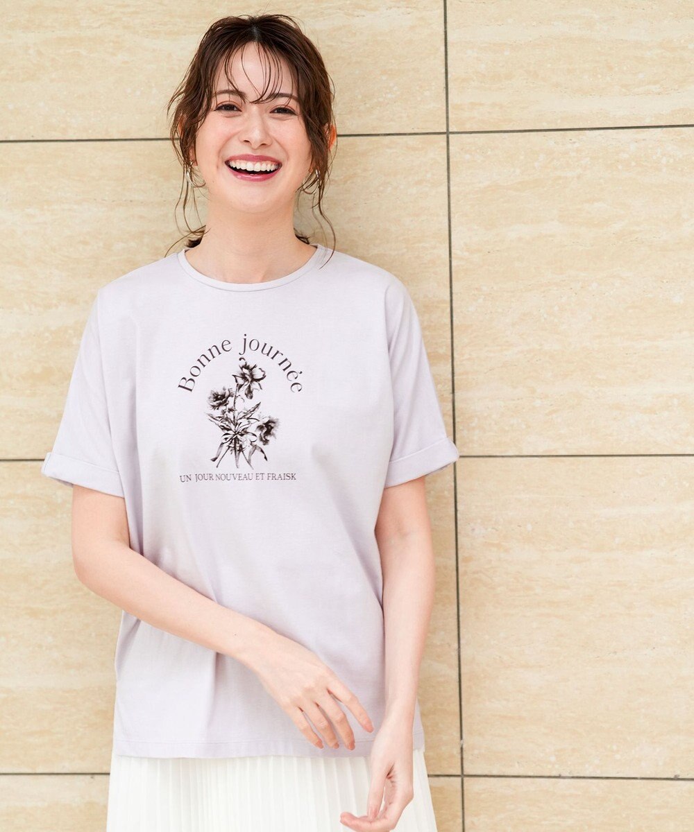 ANY SIS フラワープリント ロゴＴシャツ 