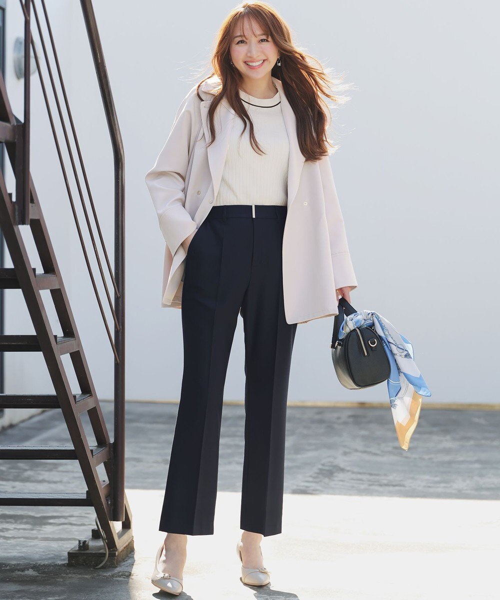 ANY SIS 褒めらレディストレッチ セミフレア テーパードパンツ 