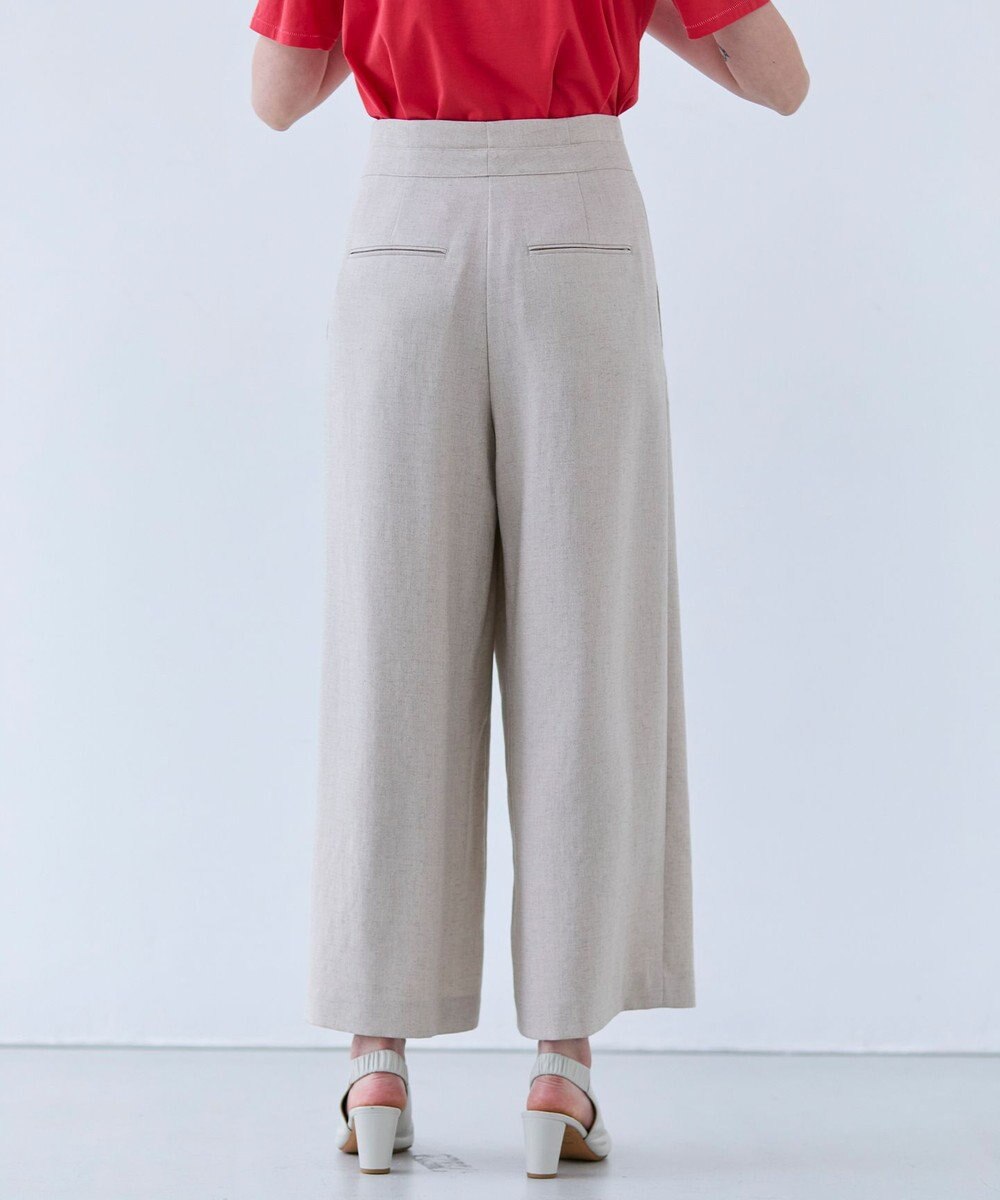 BEIGE， 【洗える】CAROLE / リネンライクラップワイドパンツ 