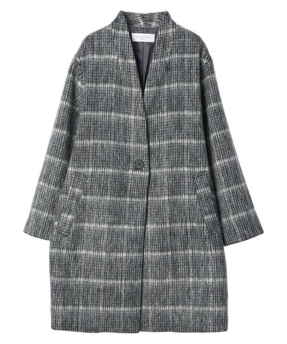 Green Parks コクーンシルエットチェックシャギーコート 