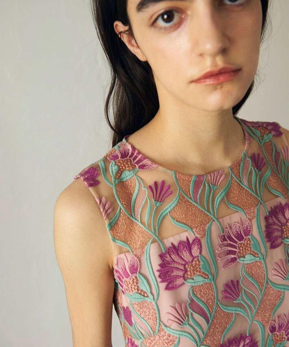 GRACE CONTINENTAL フラワー刺繍チュールドレス 