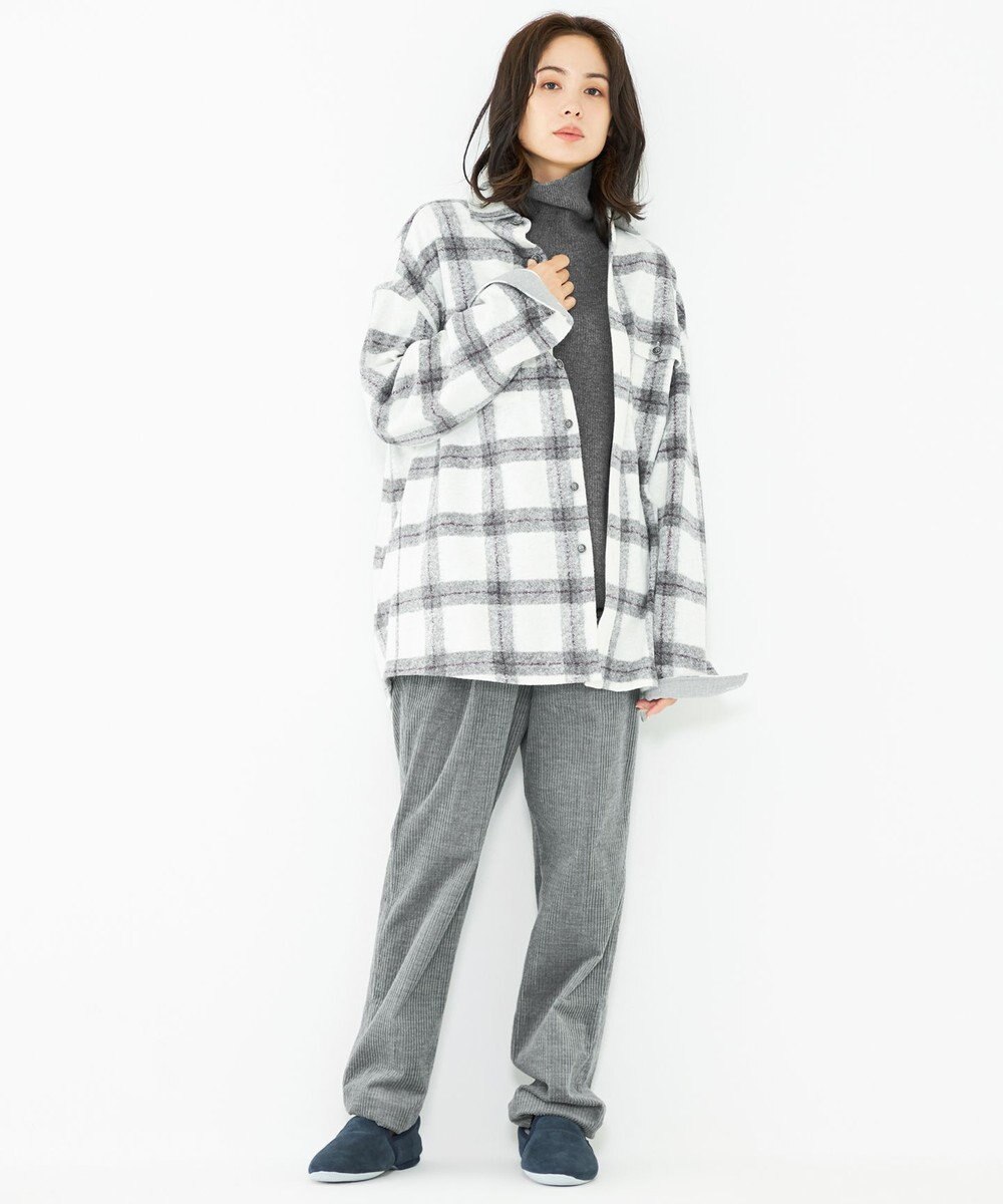 JOSEPH ABBOUD MOUNTAIN 【SPACE／UNISEX】フランネルジャージーブロック シャツ 