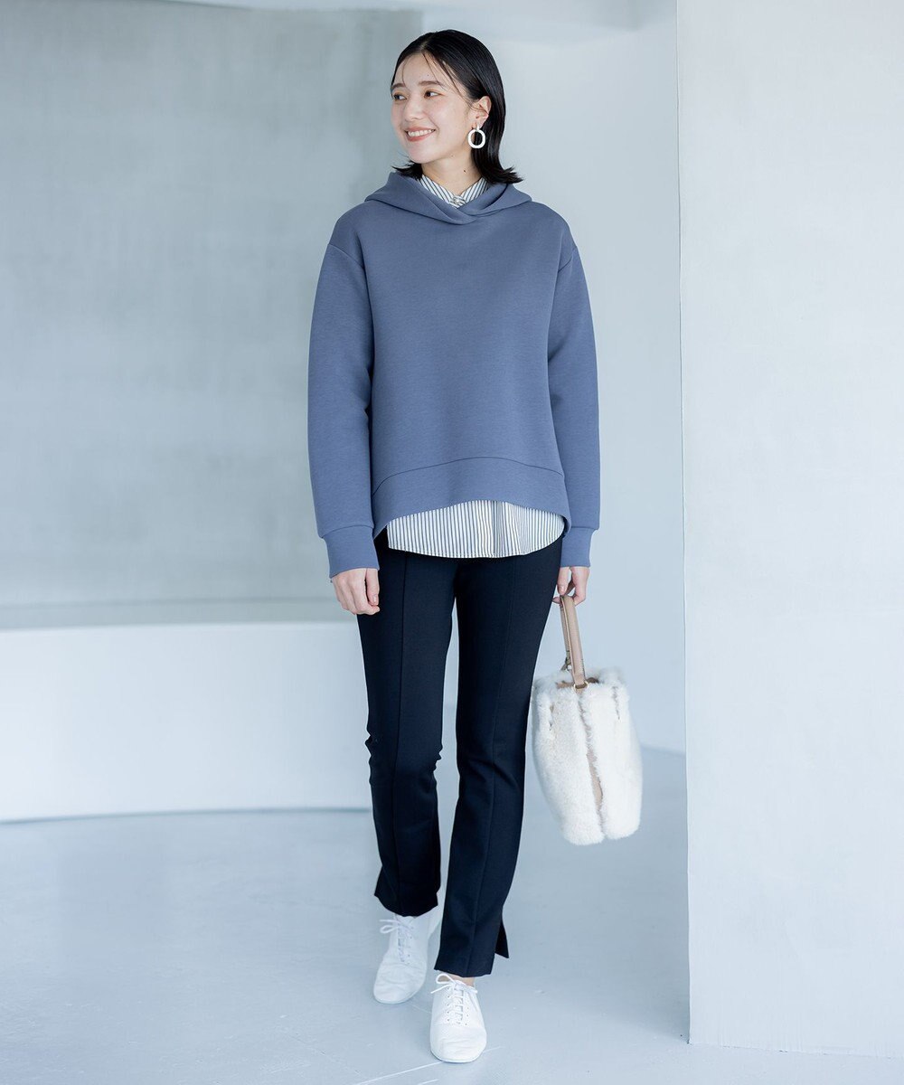 組曲 S 【洗える・ウエストゴム仕様】ハイパワーストレッチサイドスリット パンツ 