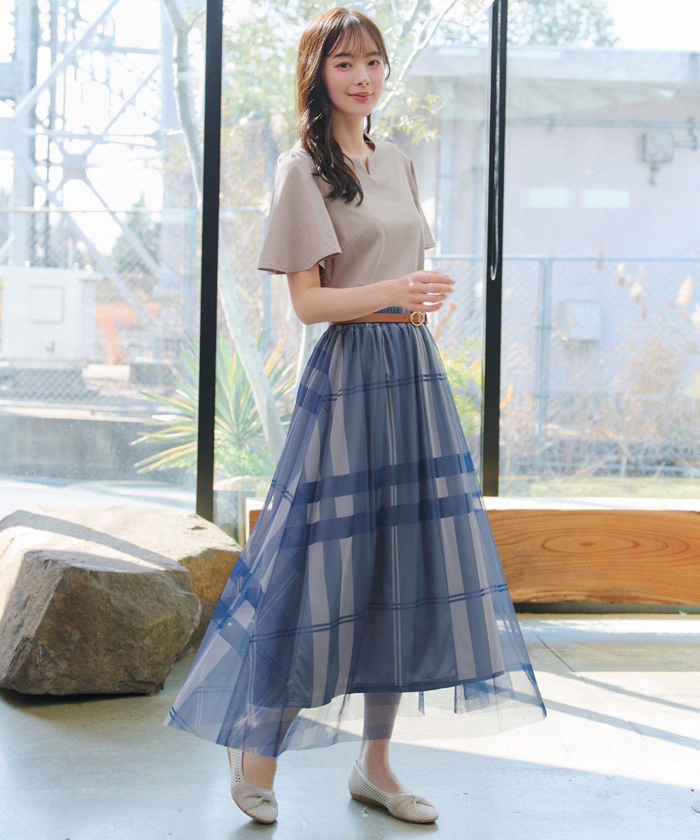 Tiaclasse 【おのののかさん着用】「サマケア」キーネックフレアスリーブトップス 