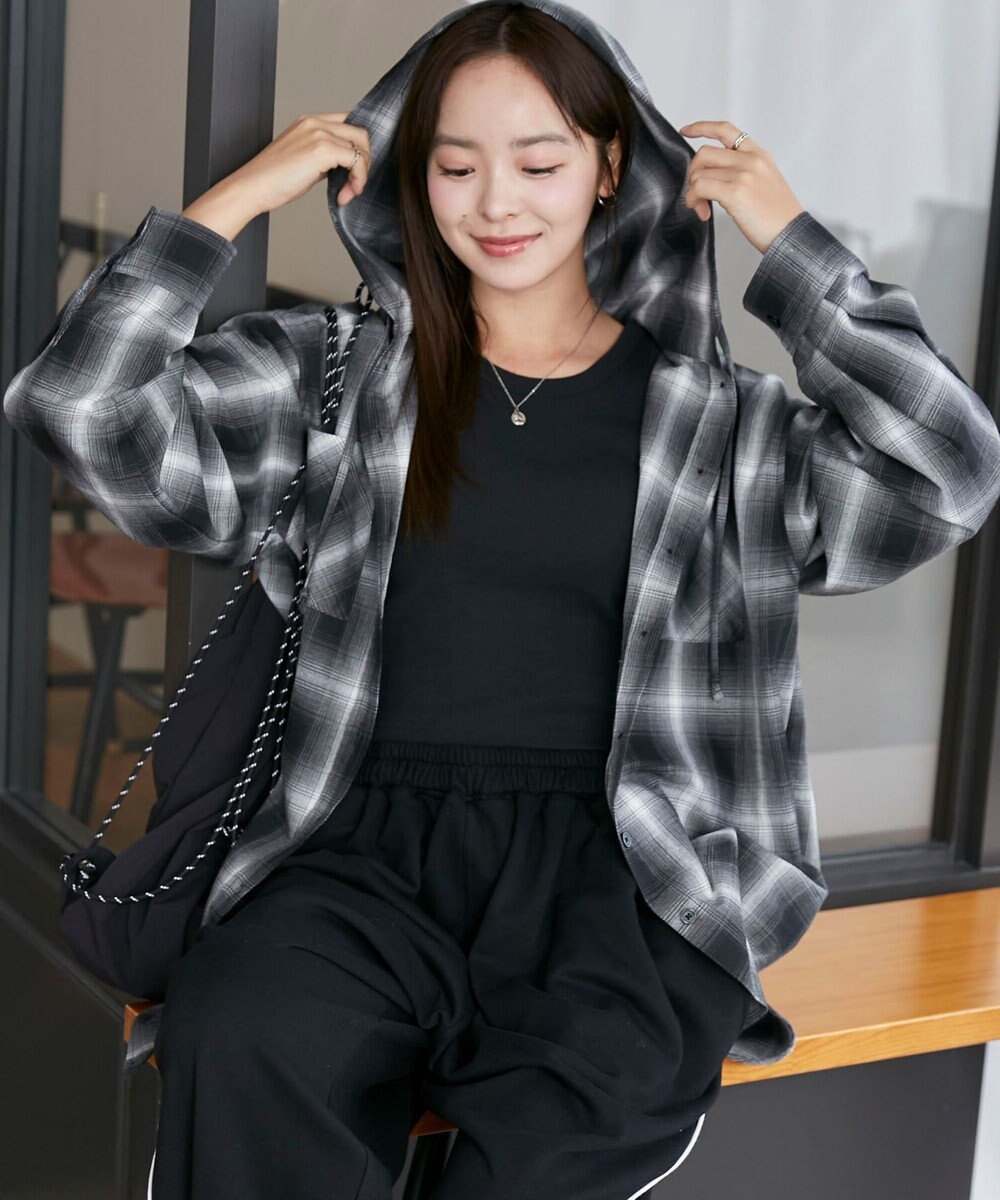 WEGO フードチェックBIGシャツ 