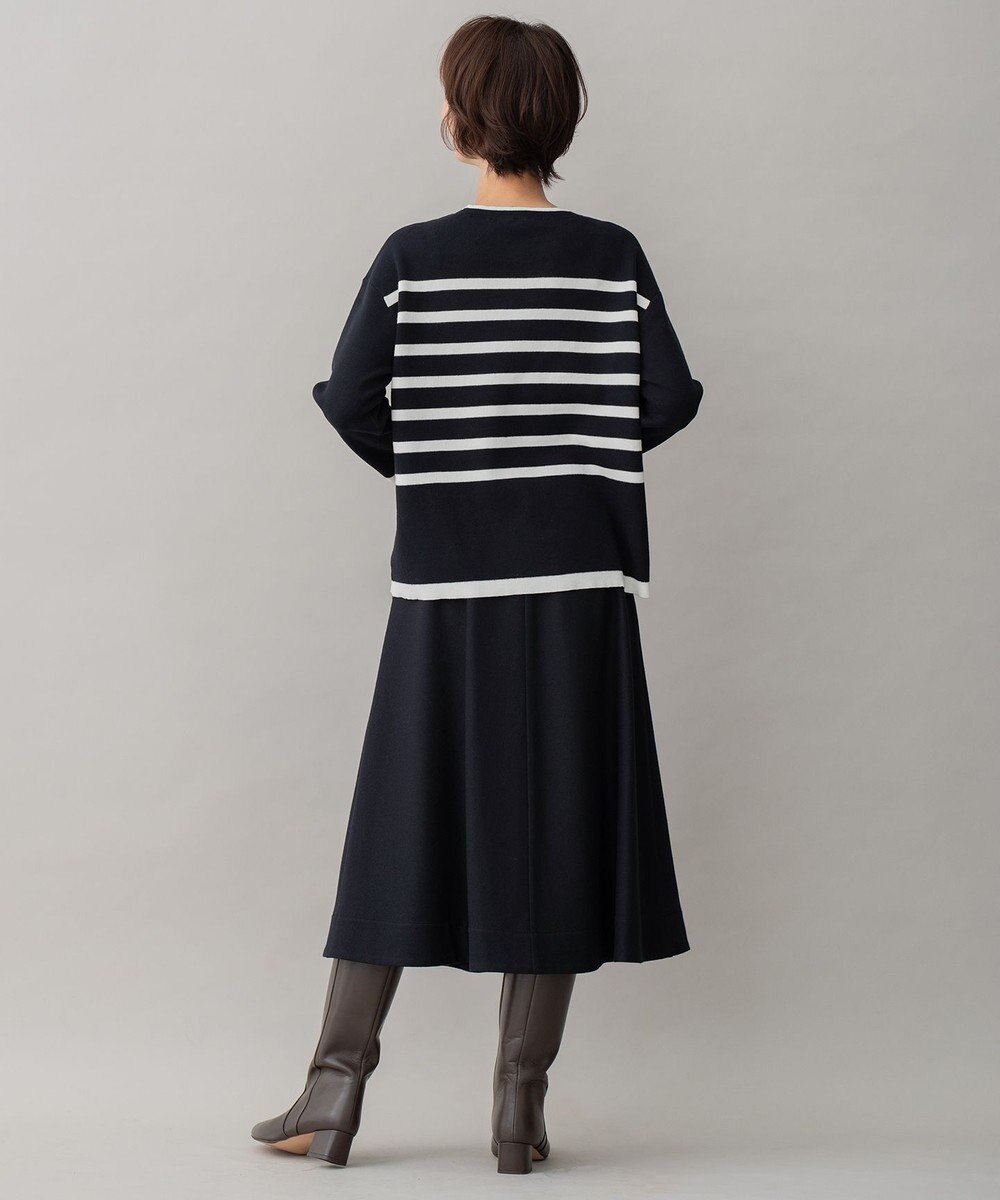 自由区 L 【洗える】コットンカシミヤ ボーダーニット 