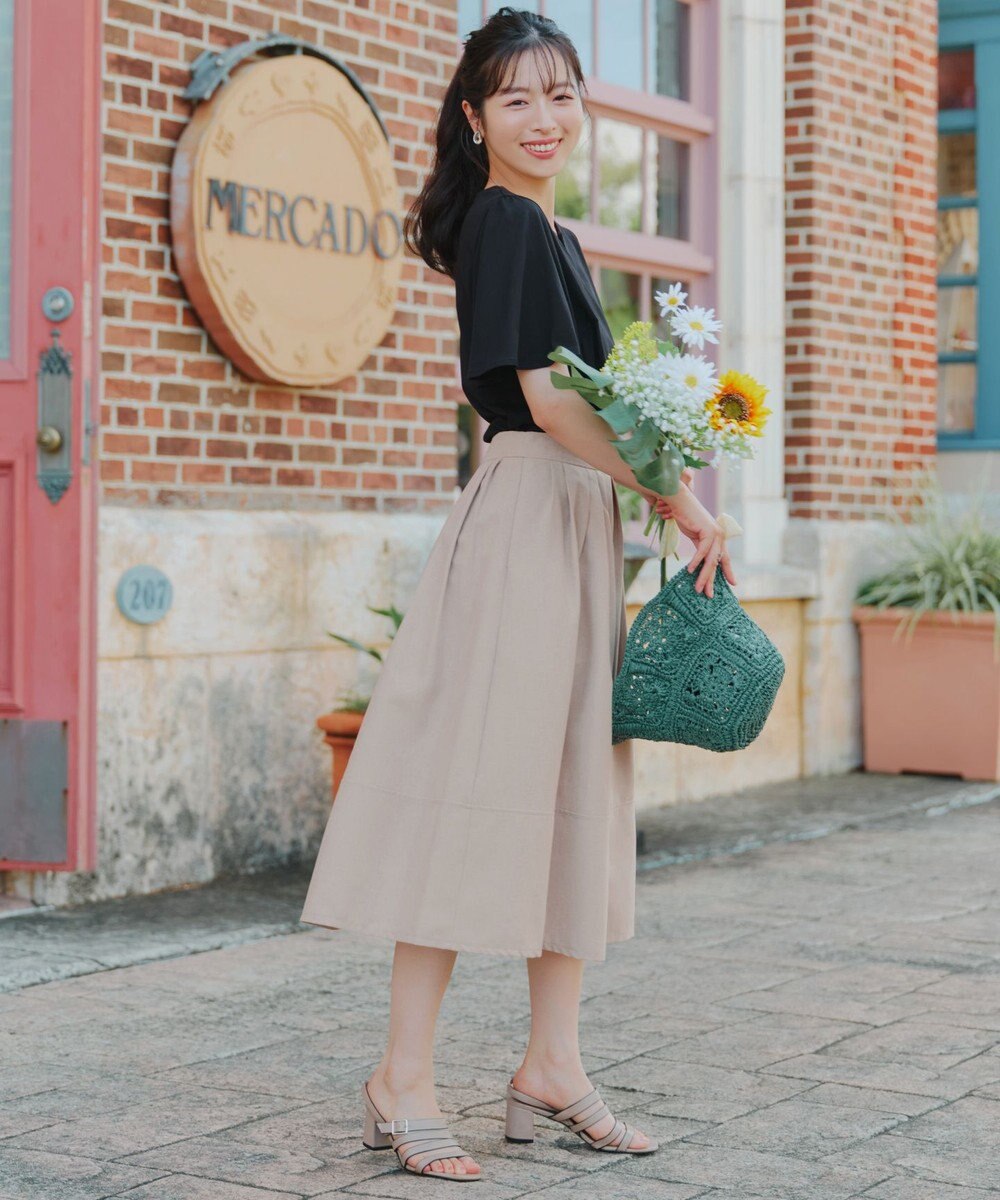 Tiaclasse 【おのののかさん着用】「サマケア」キーネックフレアスリーブトップス 