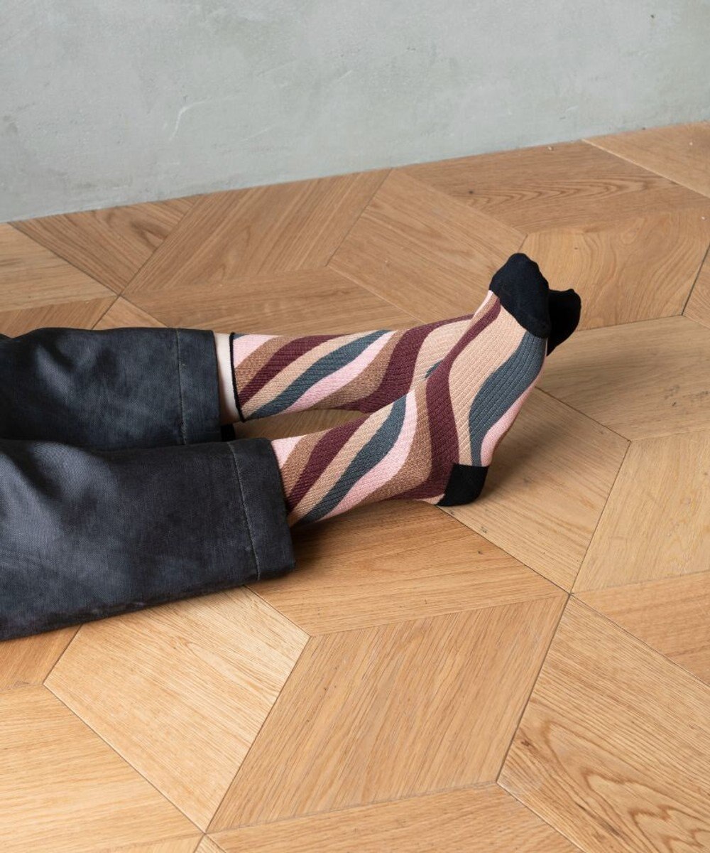 TRICOTE TWIST STRIPE LINK SOCKS／歪みストライプリンクソックス 