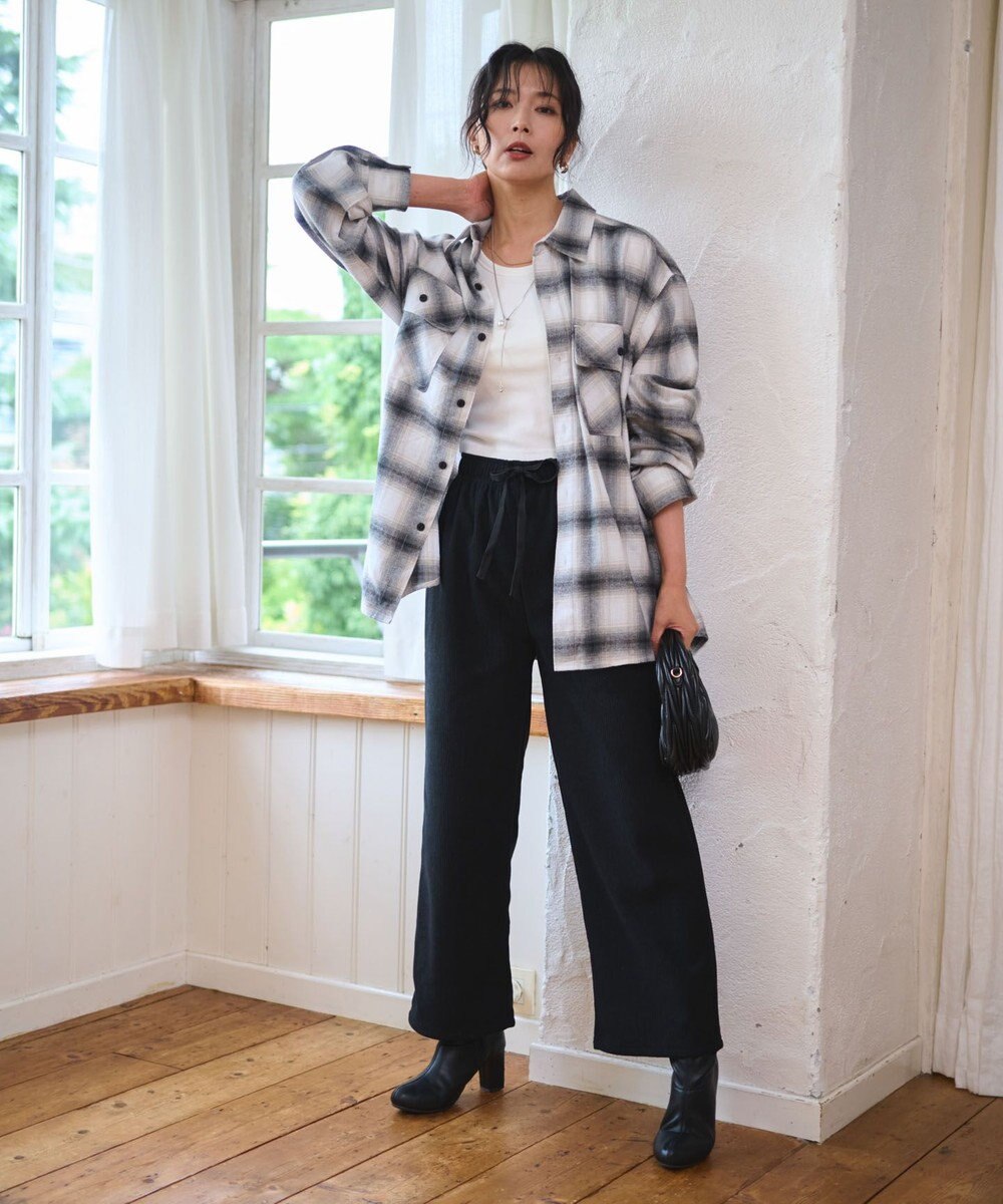 WEGO 【WEB限定/25年秋冬新作/ウエストゴム】裏ベロアワイドイージーパンツ 