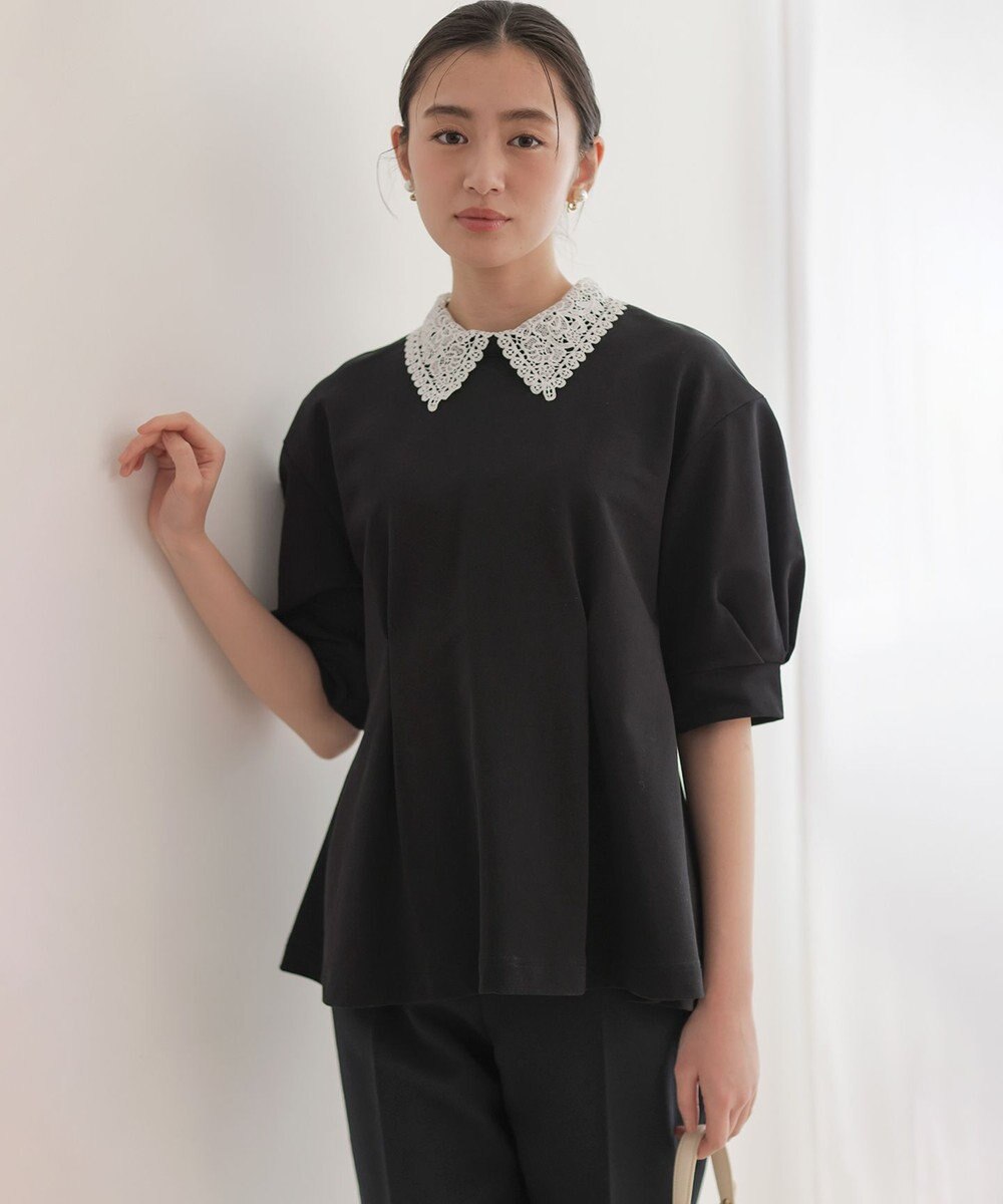 組曲 【2WAY】レース襟フレンチテリーフレア カットソー 