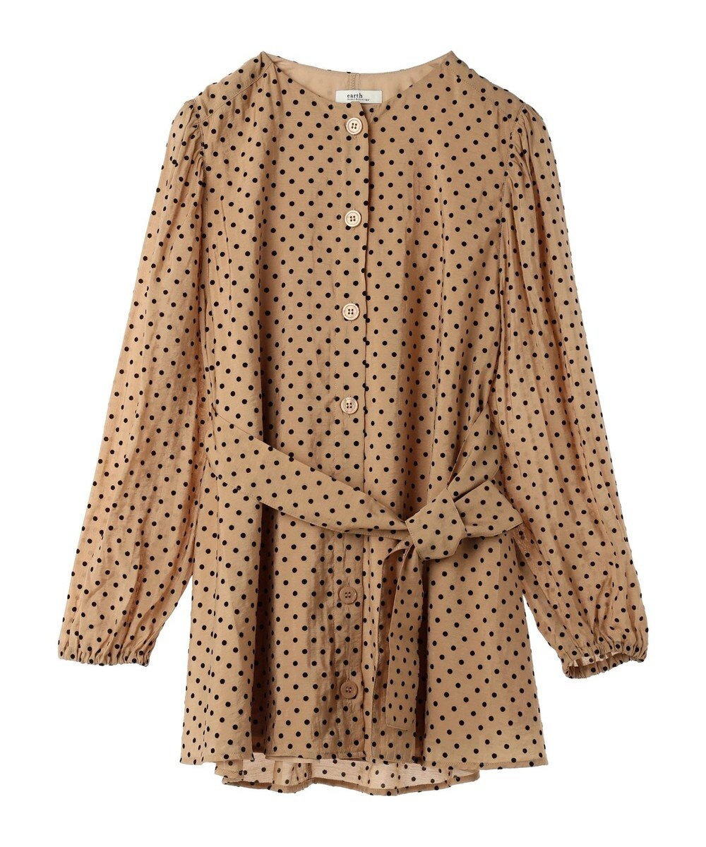 earth music&ecology ドットチュニック丈リボン付きワンピース 