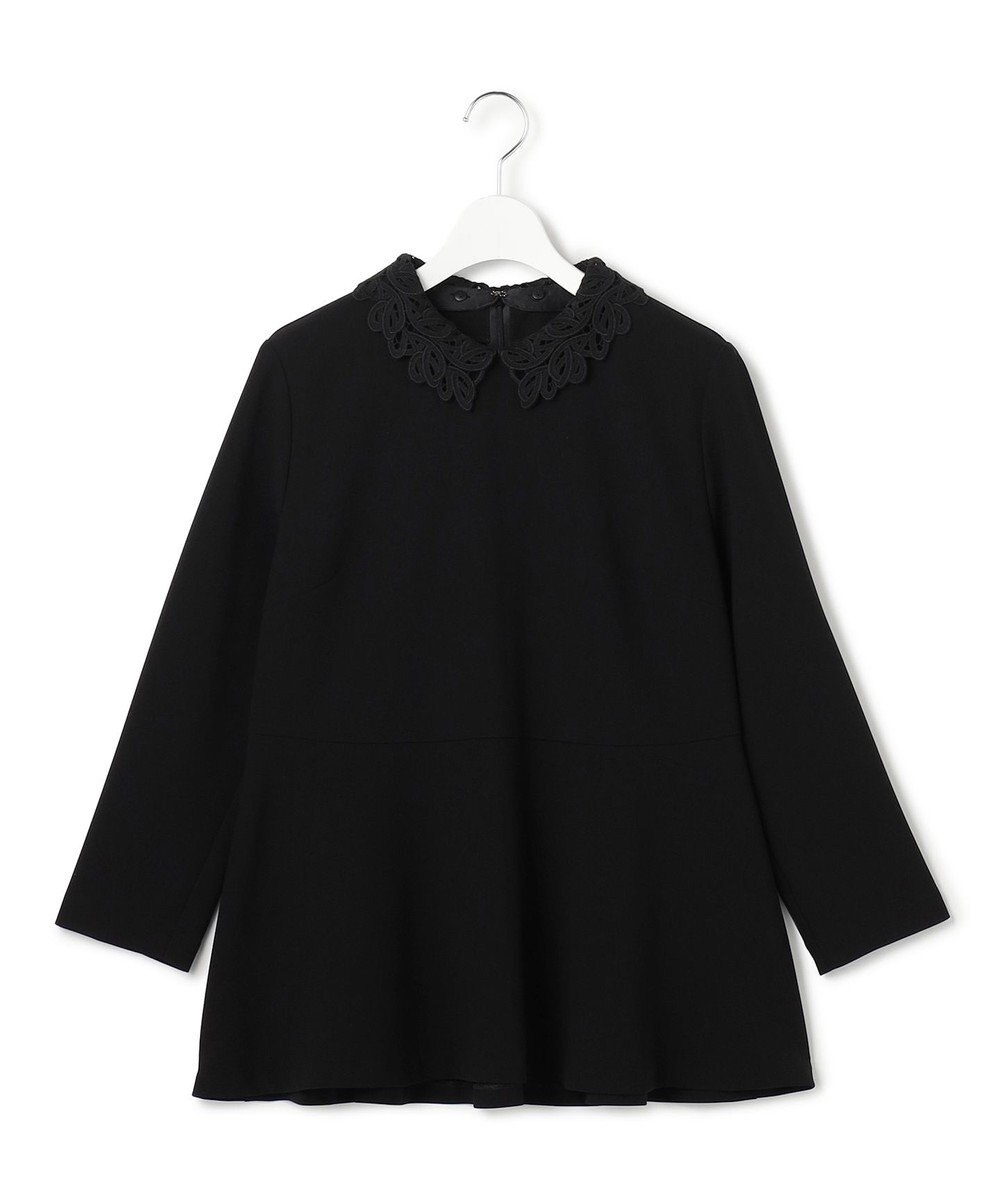 23区 L 【セットアップ対応/洗える】トリアセダブルジョーゼット 2WAYレース襟 ペプラムブラウス 