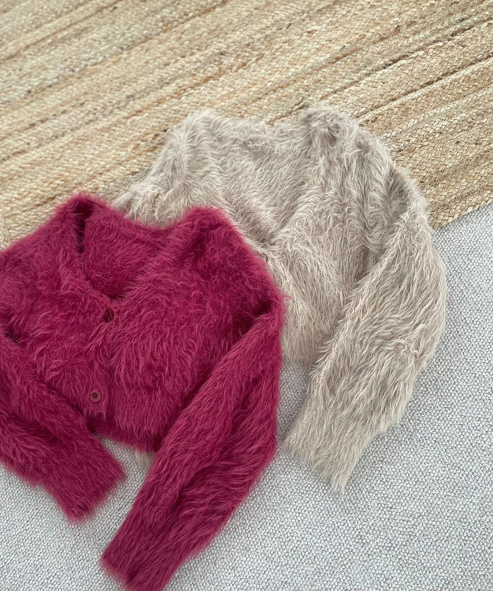 Feroux 【洗える】シャギーショート カーディガン 