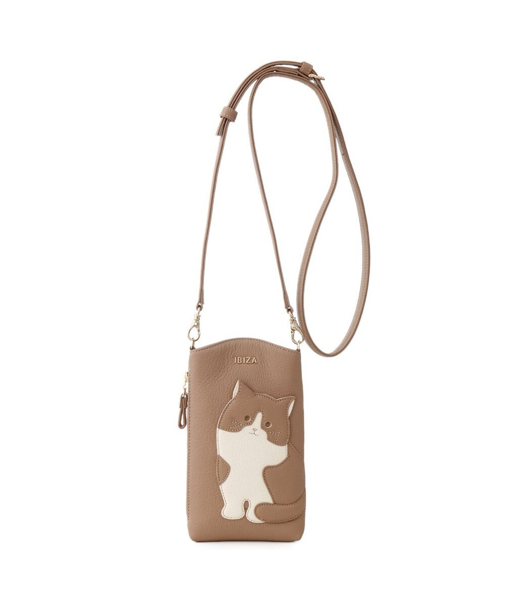 IBIZA アニマーダ　牛革　スマートフォンポシェット（ネコ） 